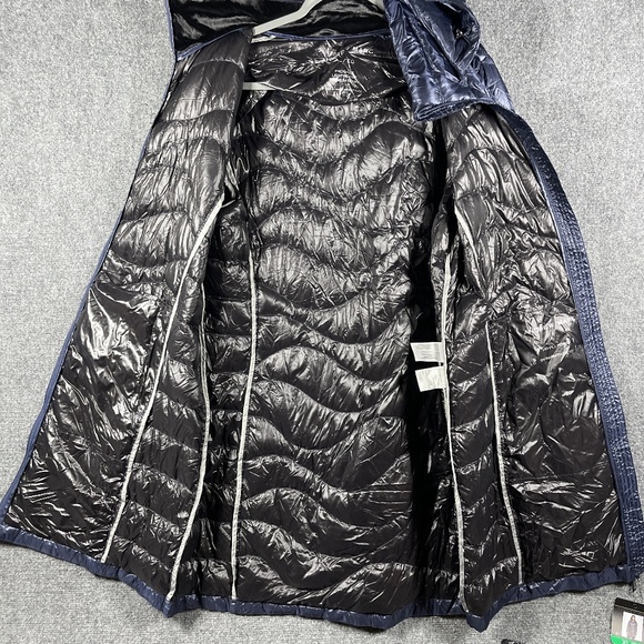 NWT ANDREW MARC Navy Blue Packable Goose Down Long Puffer Coat Womens XL #1247 - Picture 3 of 12